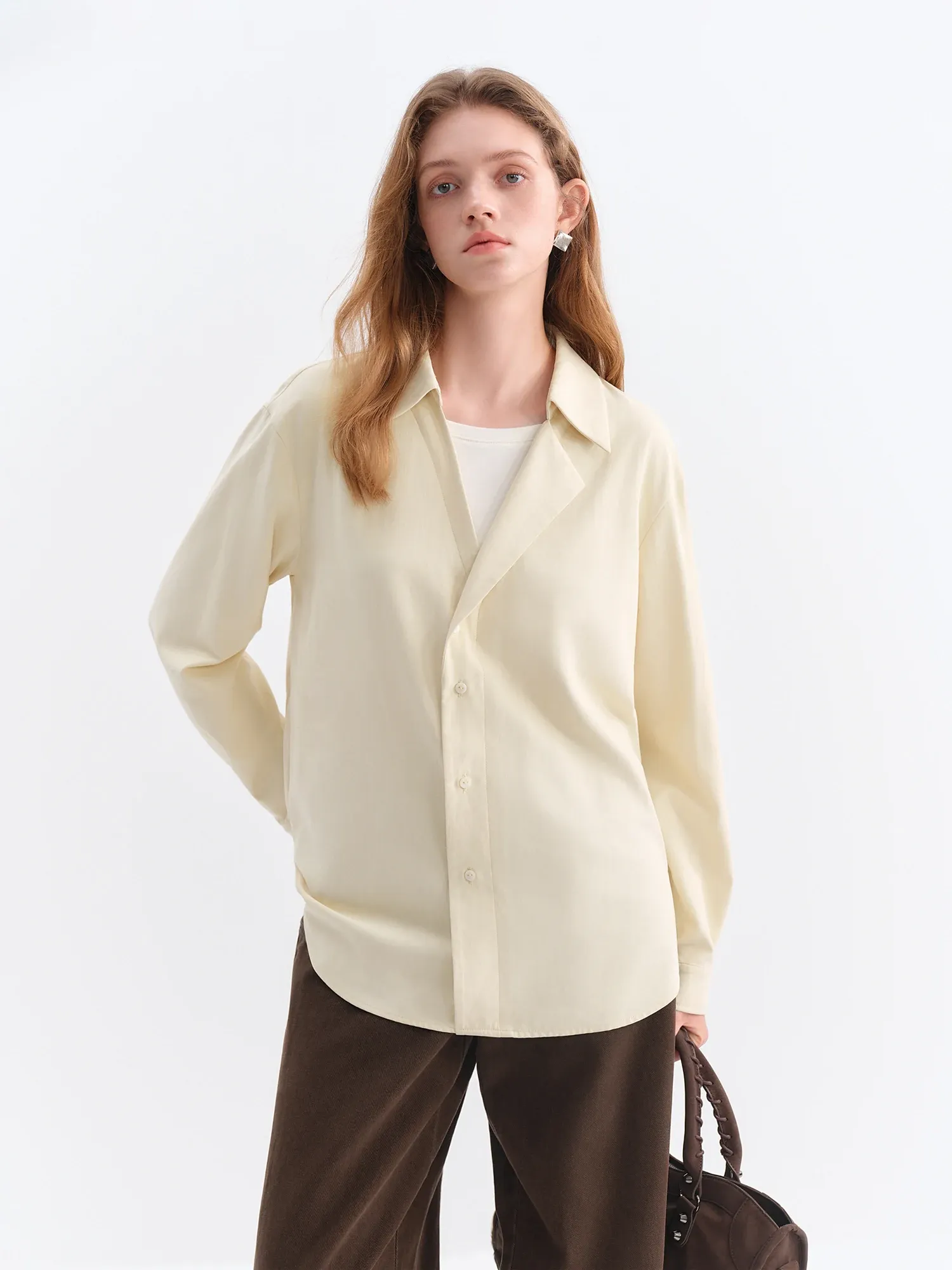 Chemise trompe-l’œil bicolore hiver à col classique