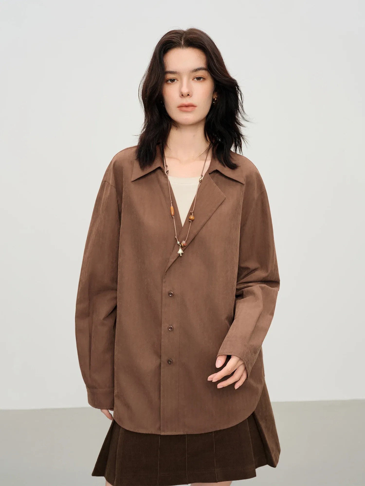 Chemise trompe-l’œil bicolore hiver à col classique