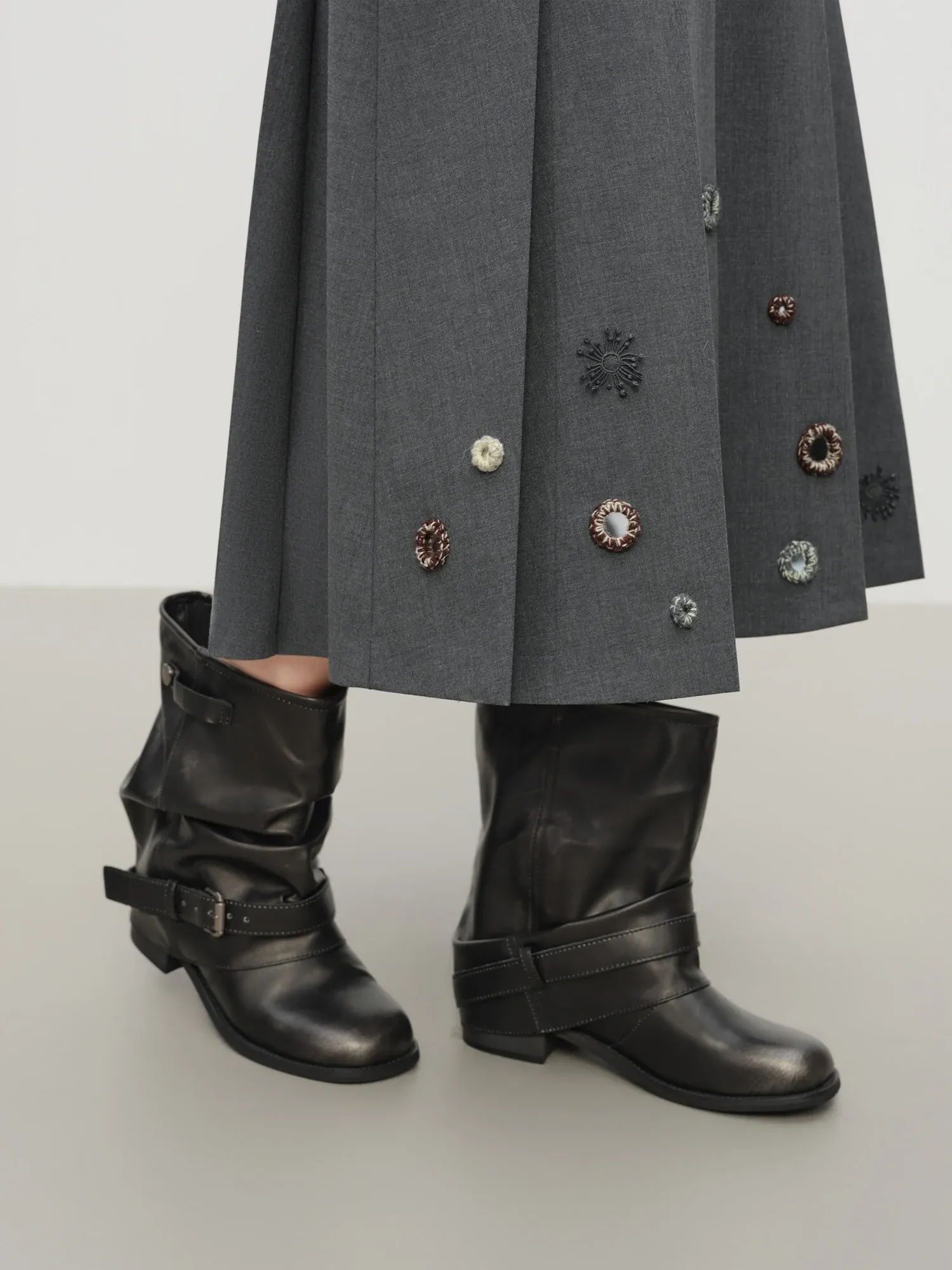 Jupe plissée académique mi-longue à taille haute FANSILANEN