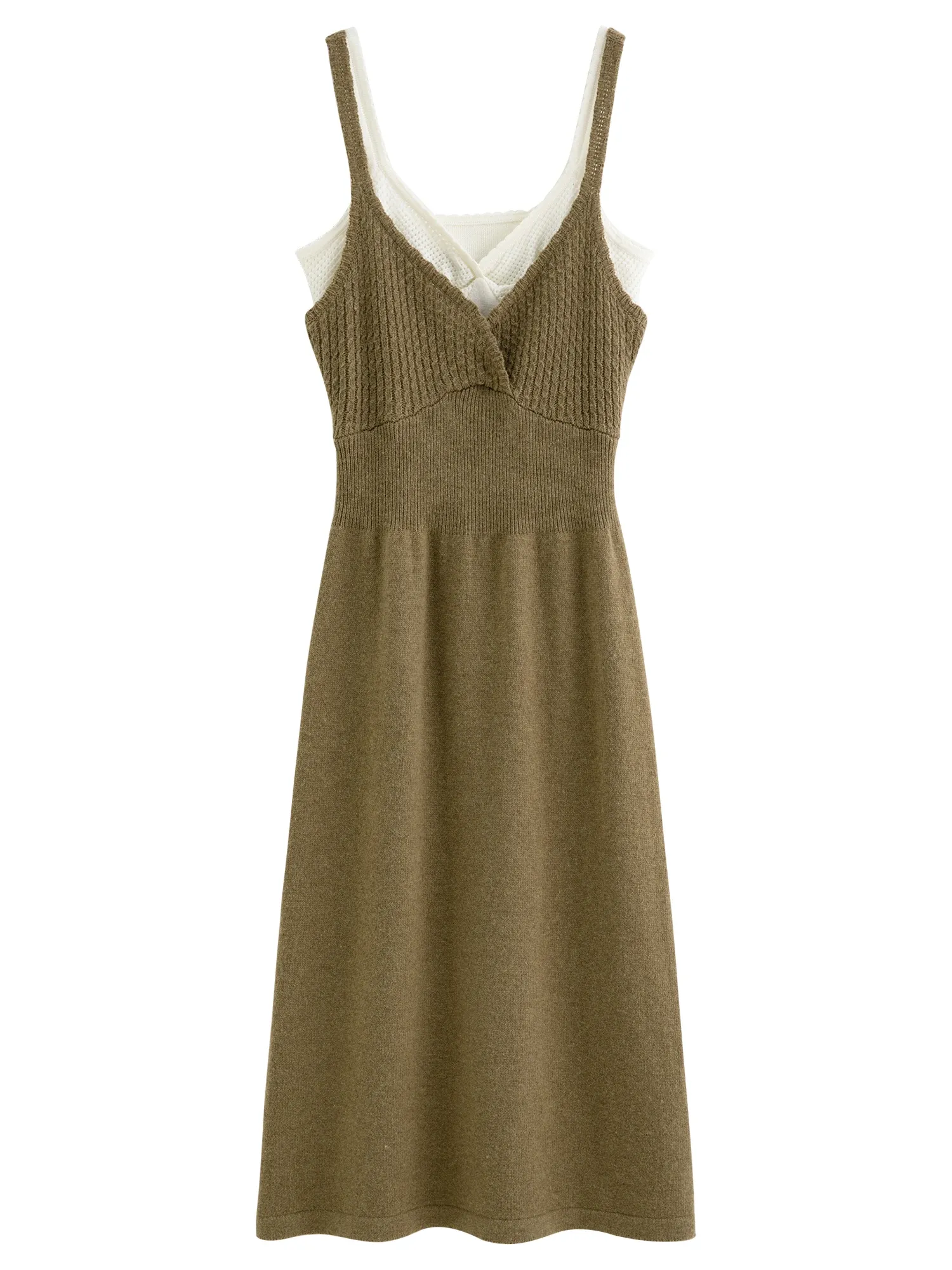 Robe longue en maille bretelles avec gilet assorti FANSILANEN