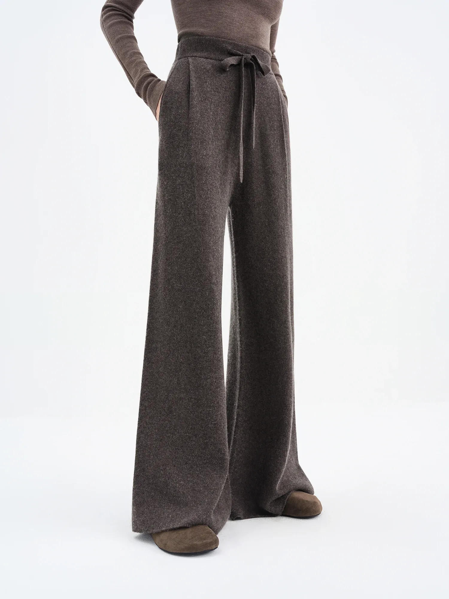 Pantalon en maille laine-cashmere taille haute FSLE