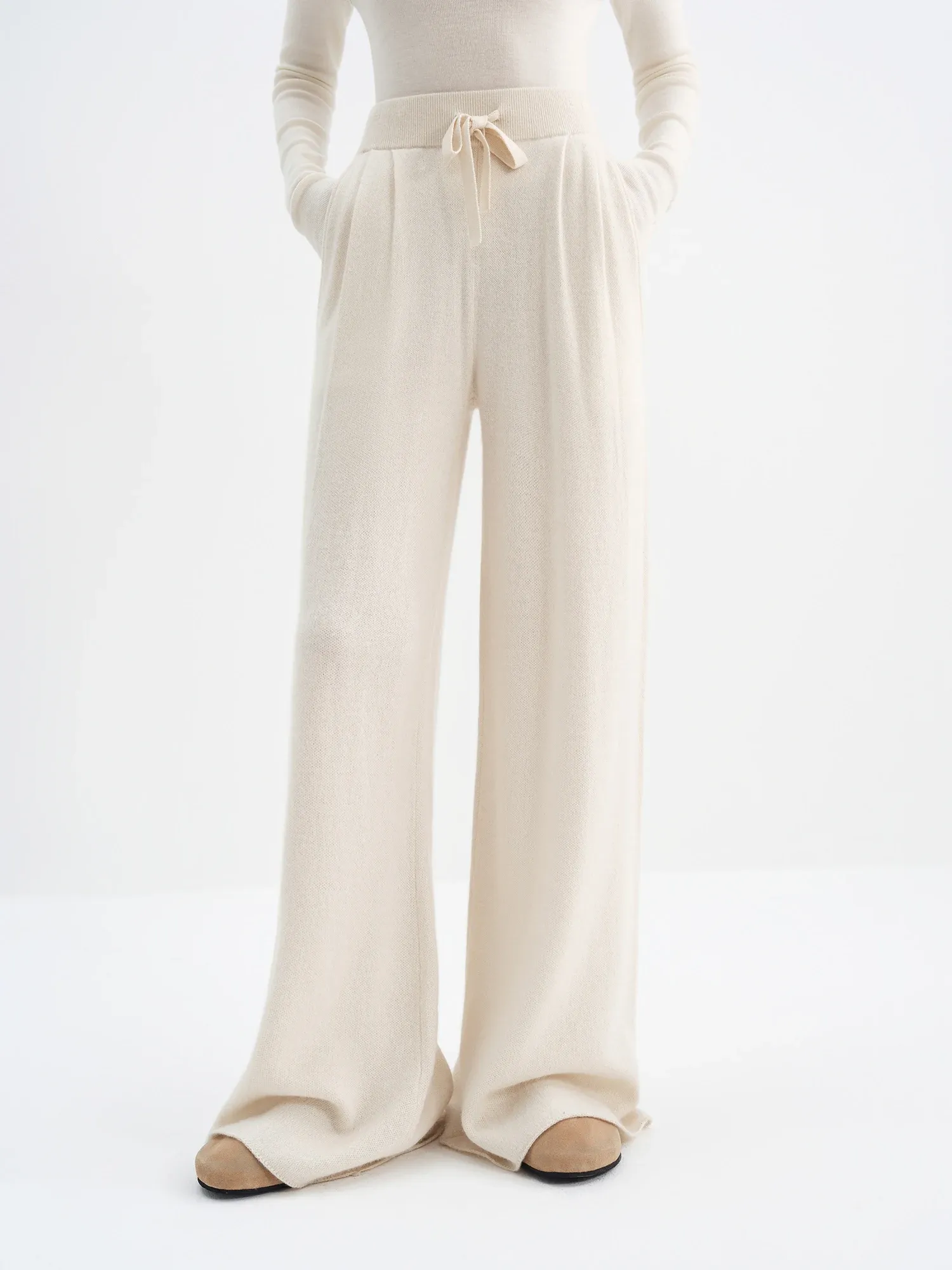 Pantalon en maille laine-cashmere taille haute FSLE
