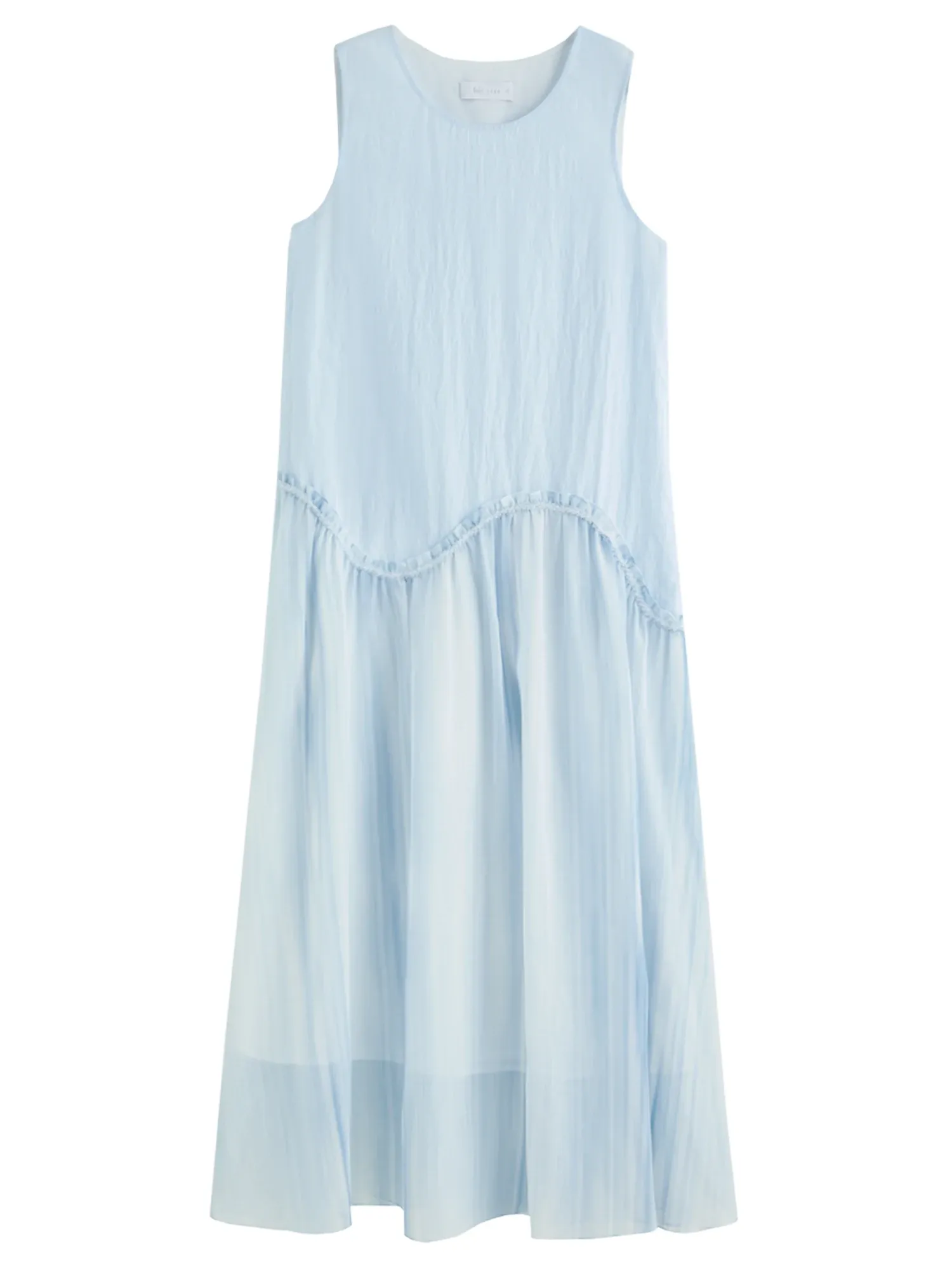 Robe longue bleu sans manches à coupe A pour l’été