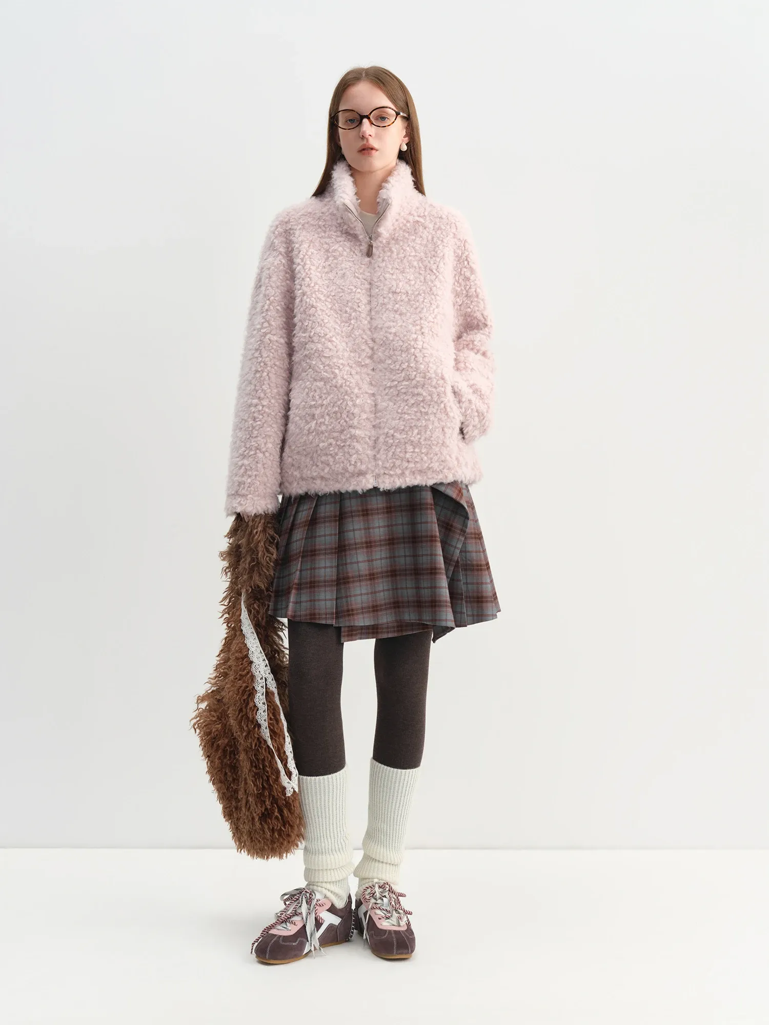 Mini jupe plissée à carreaux asymétrique hiver 2025