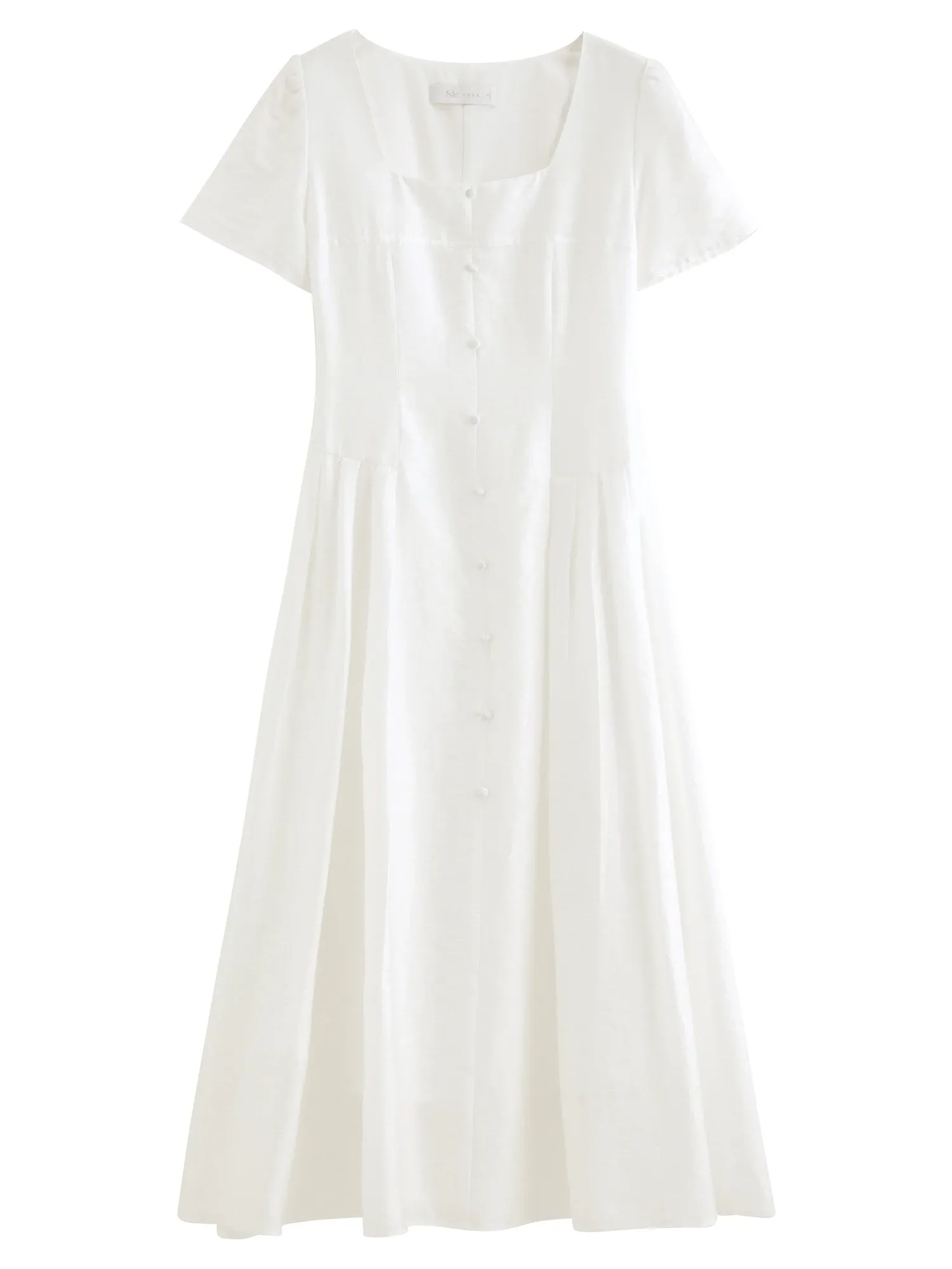 Robe trapèze française à col carré en lyocell