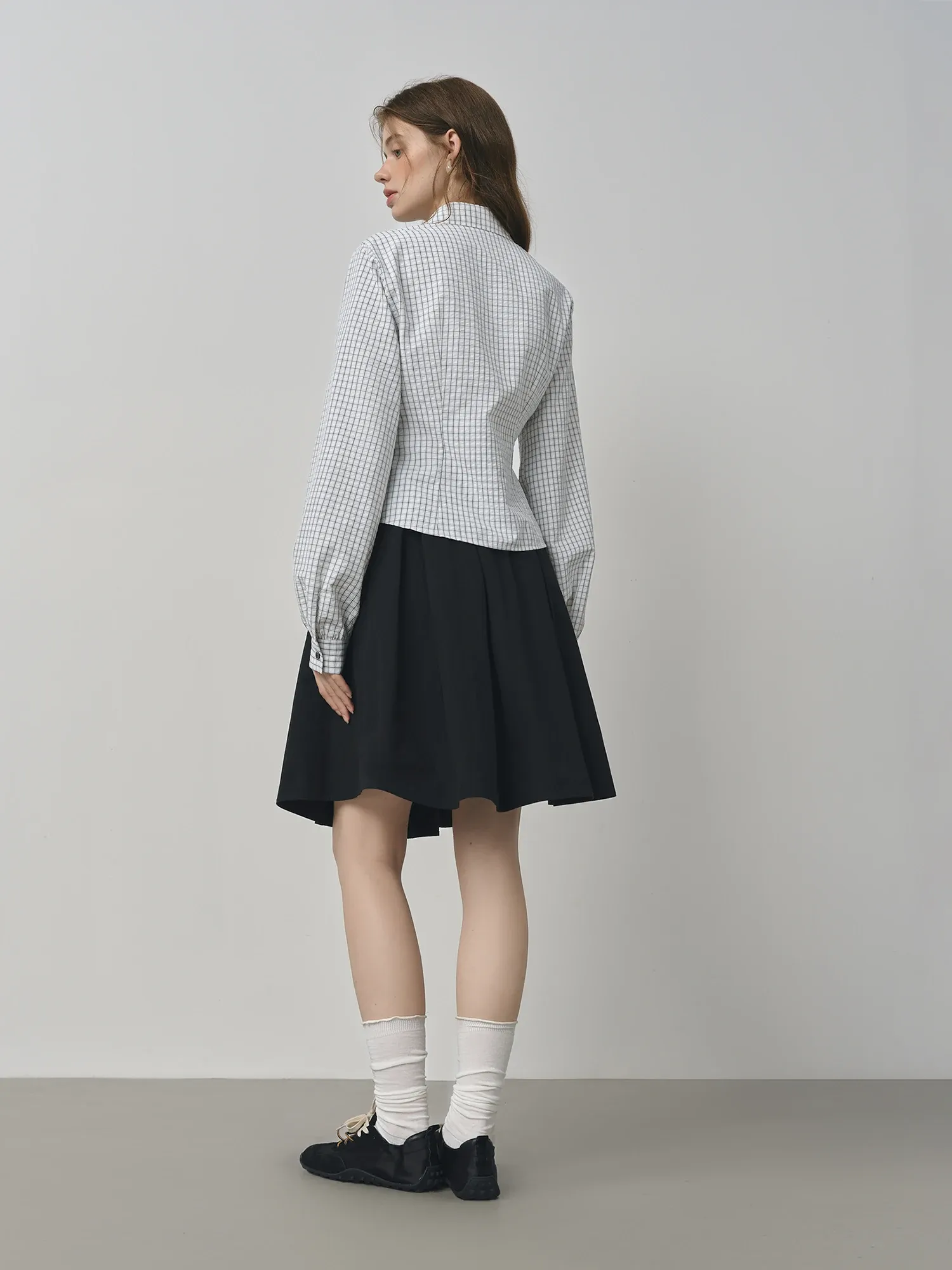 Chemisier preppy à cordon ajustable pour femme