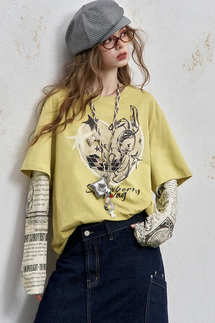 Haut Y2K trompe-l’œil ELFSACK à manches longues