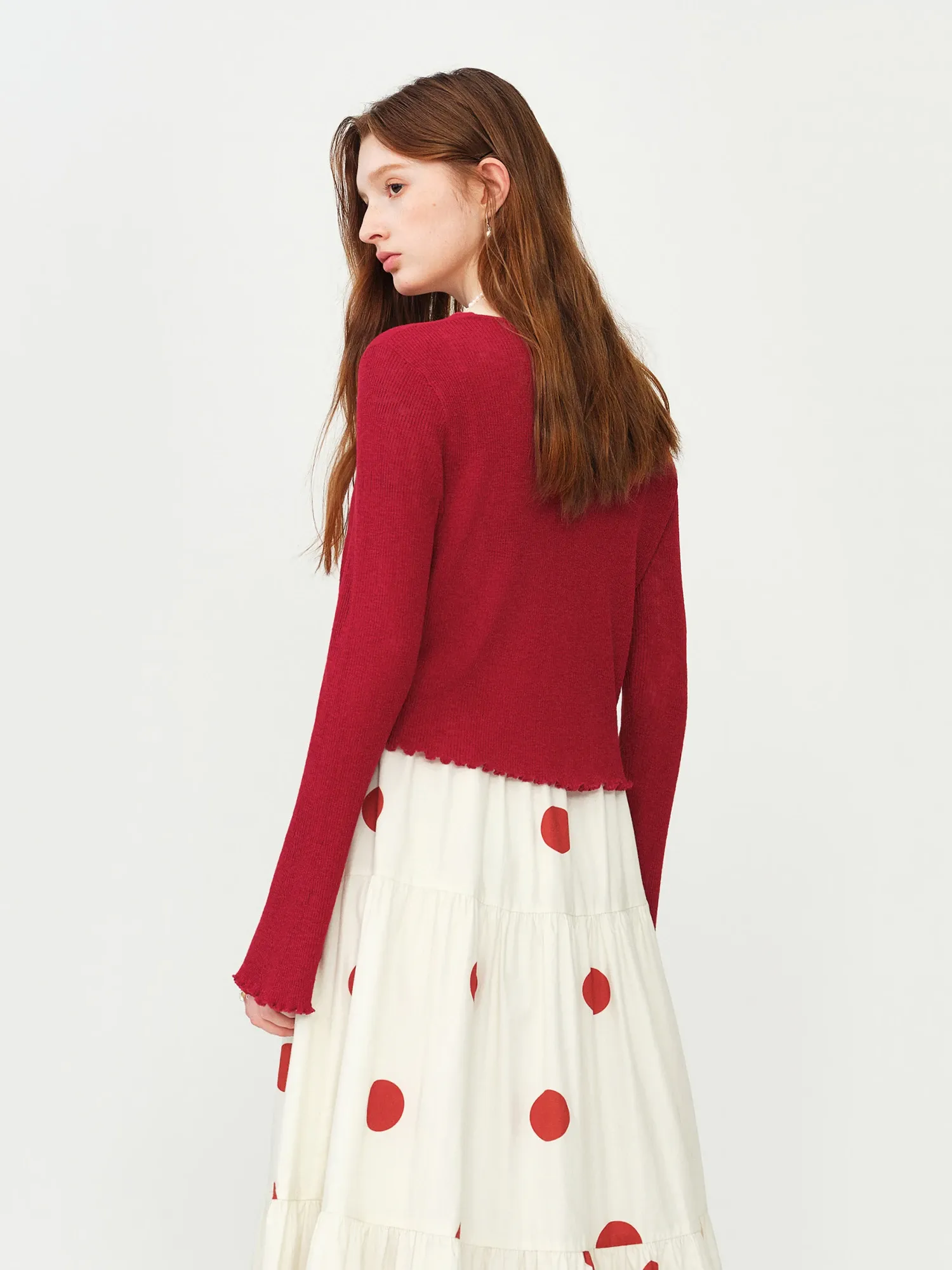 Cardigan d’été en maille légère à col V et manches évasées