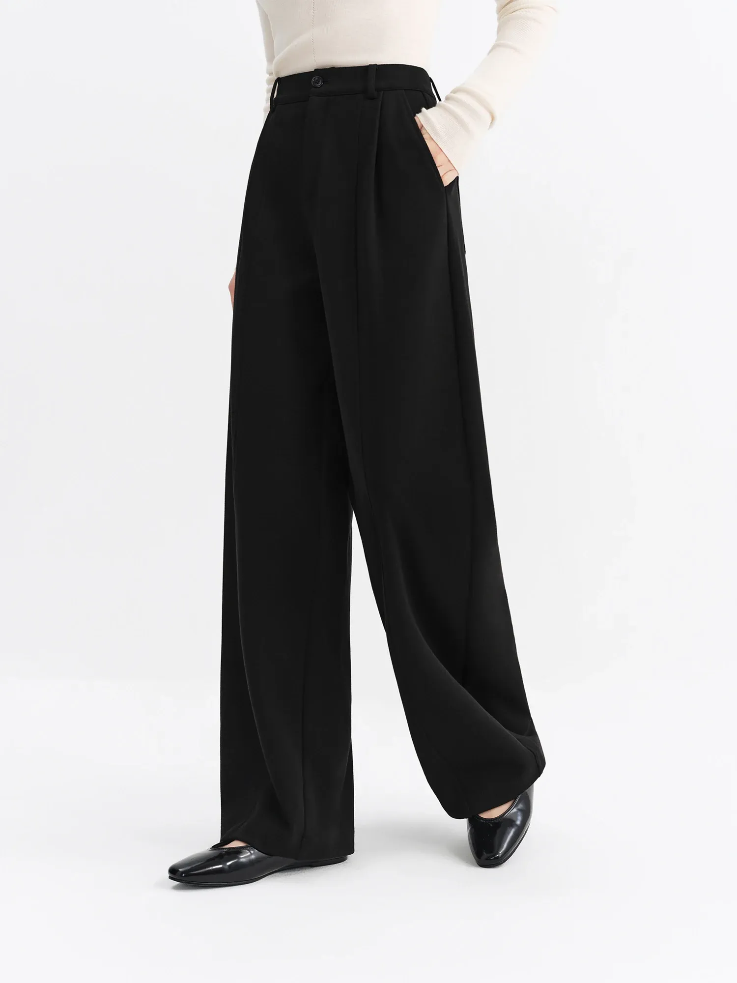 Pantalon droit noir taille haute FANSILANEN