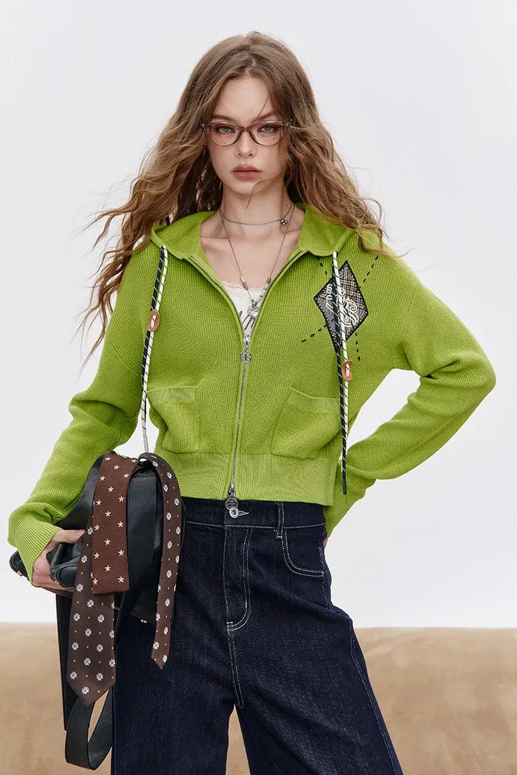 Cardigan zippé ELFSACK en maille brodée