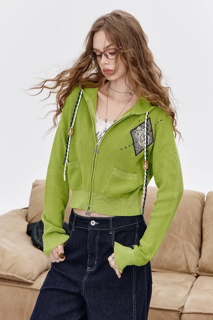 Cardigan zippé ELFSACK en maille brodée