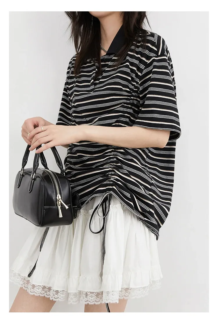 Haut rayé plissé CHIC VEN à col chemise