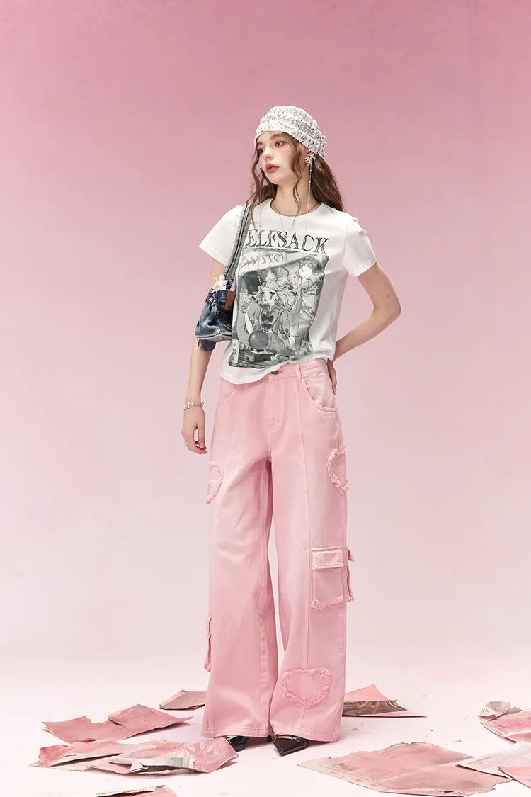 T-shirt graphique ELFSACK en coton, esprit affiche