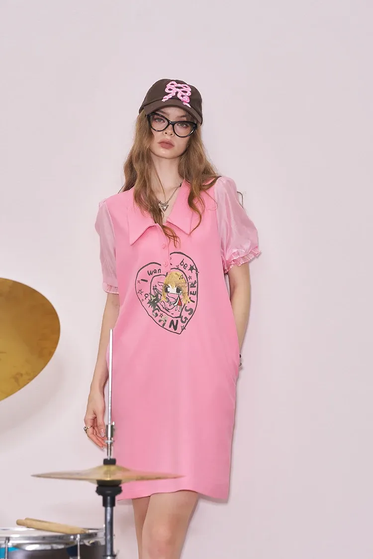 Robe polo imprimée d’été ELFSACK à coupe A