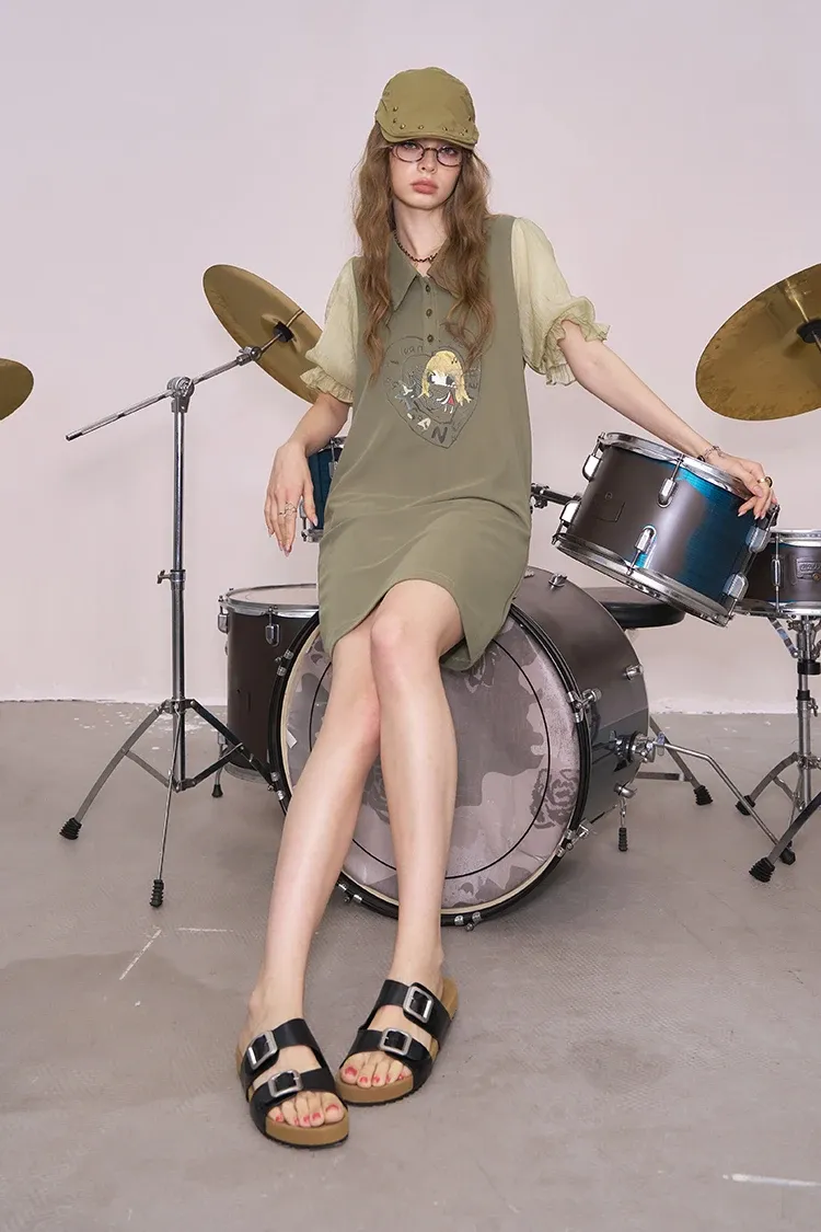 Robe polo imprimée d’été ELFSACK à coupe A