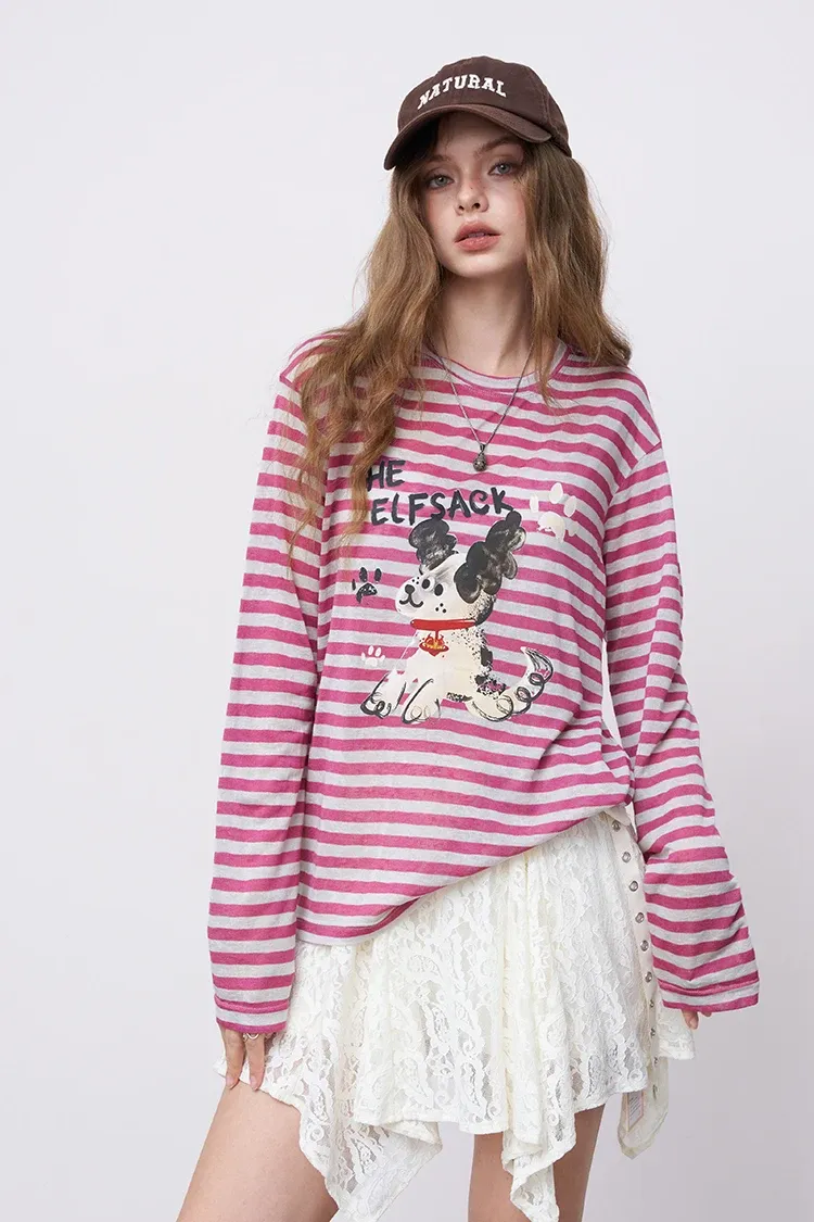 T-shirt ELFSACK bicolore à rayures et col carré