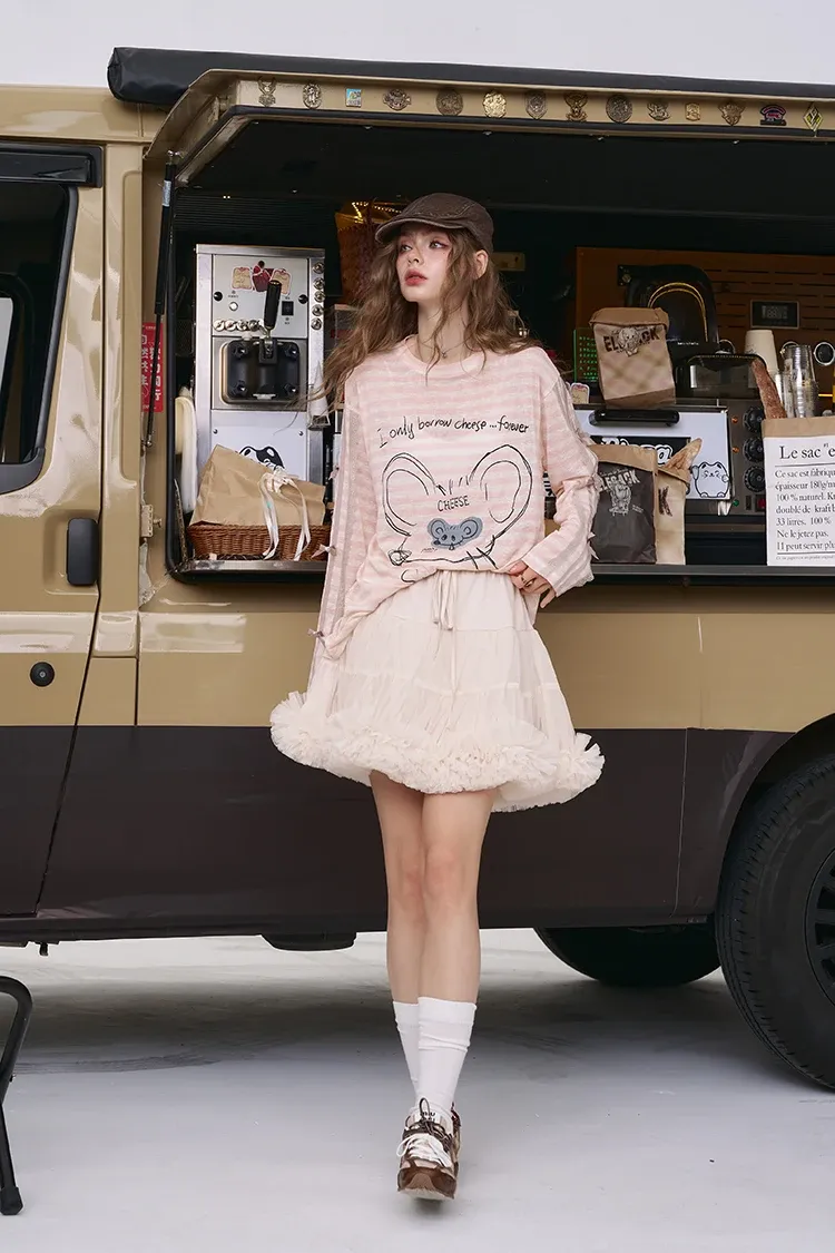 Haut ELFSACK en maille légère à dentelle et rayures, esprit bureau