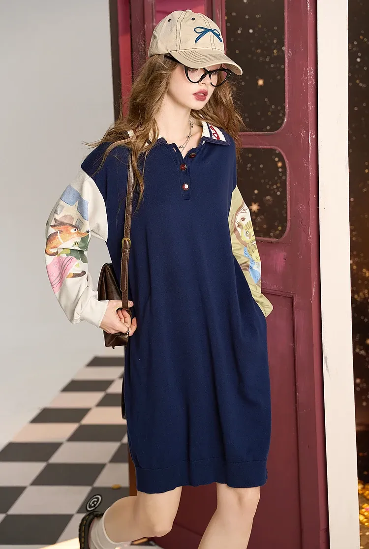 Robe polo patchwork Y2K ELFSACK à coupe oversize