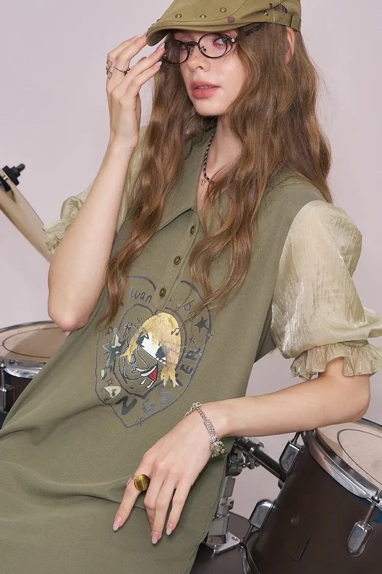 Robe polo imprimée d’été ELFSACK à coupe A