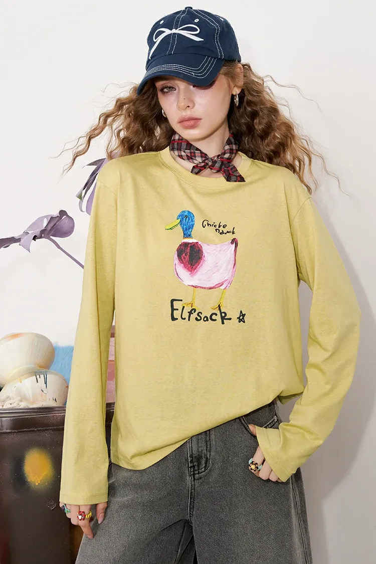 T-shirt oversize graphique ELFSACK à col oblique