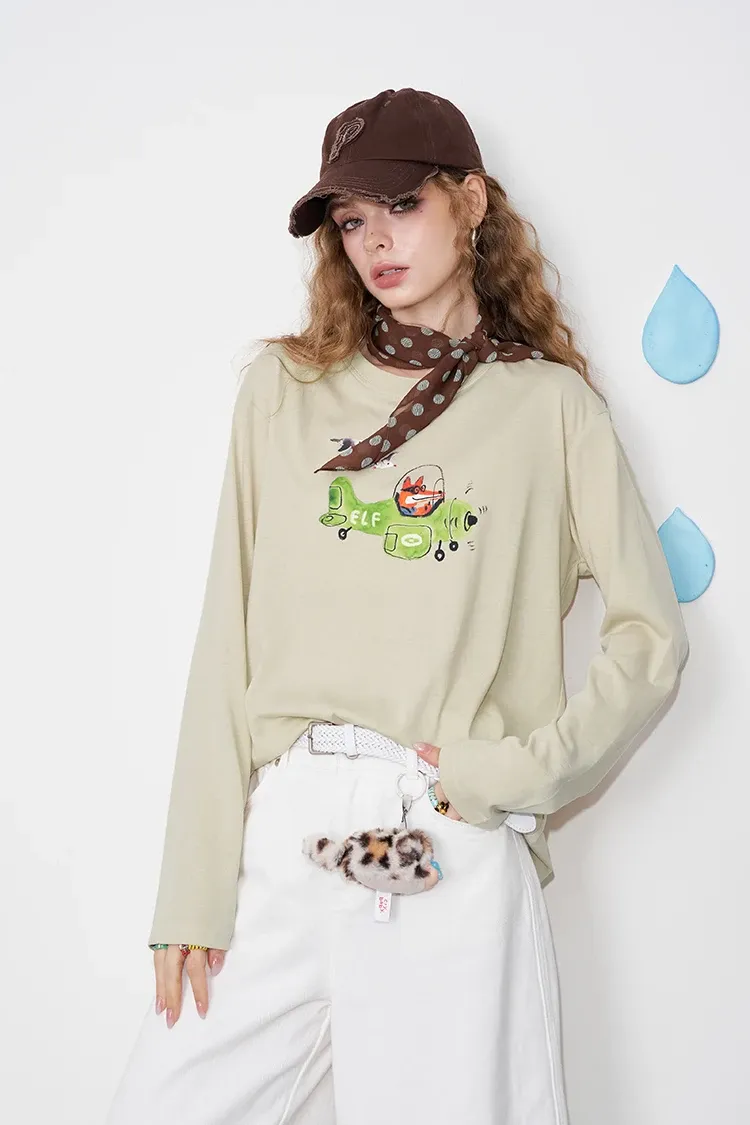 T-shirt oversize graphique ELFSACK à col oblique