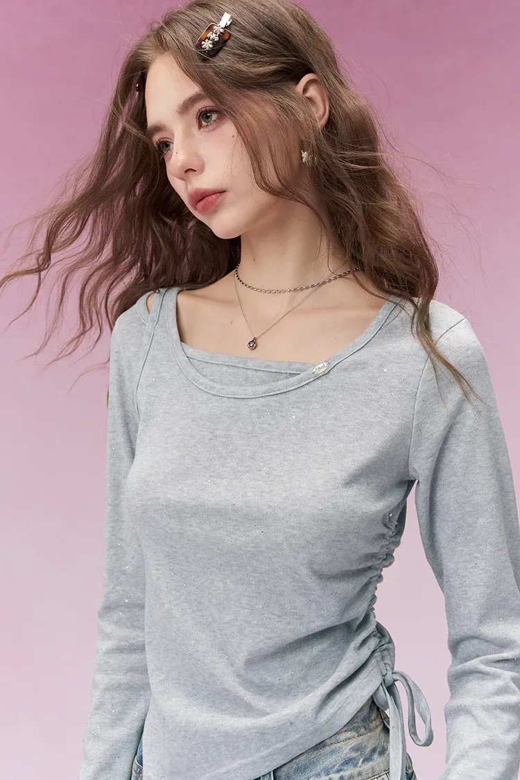 Haut Y2K ajusté à manches longues avec cordon latéral ELFSACK