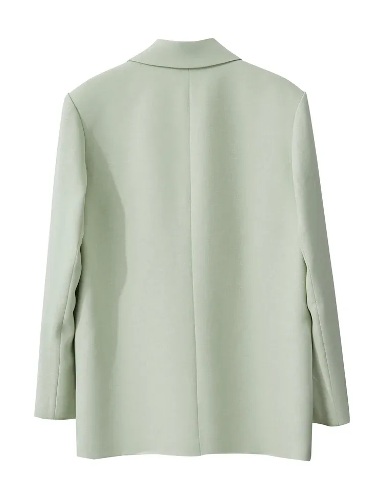 Blazer long AMII à col cranté et broche camélia amovible