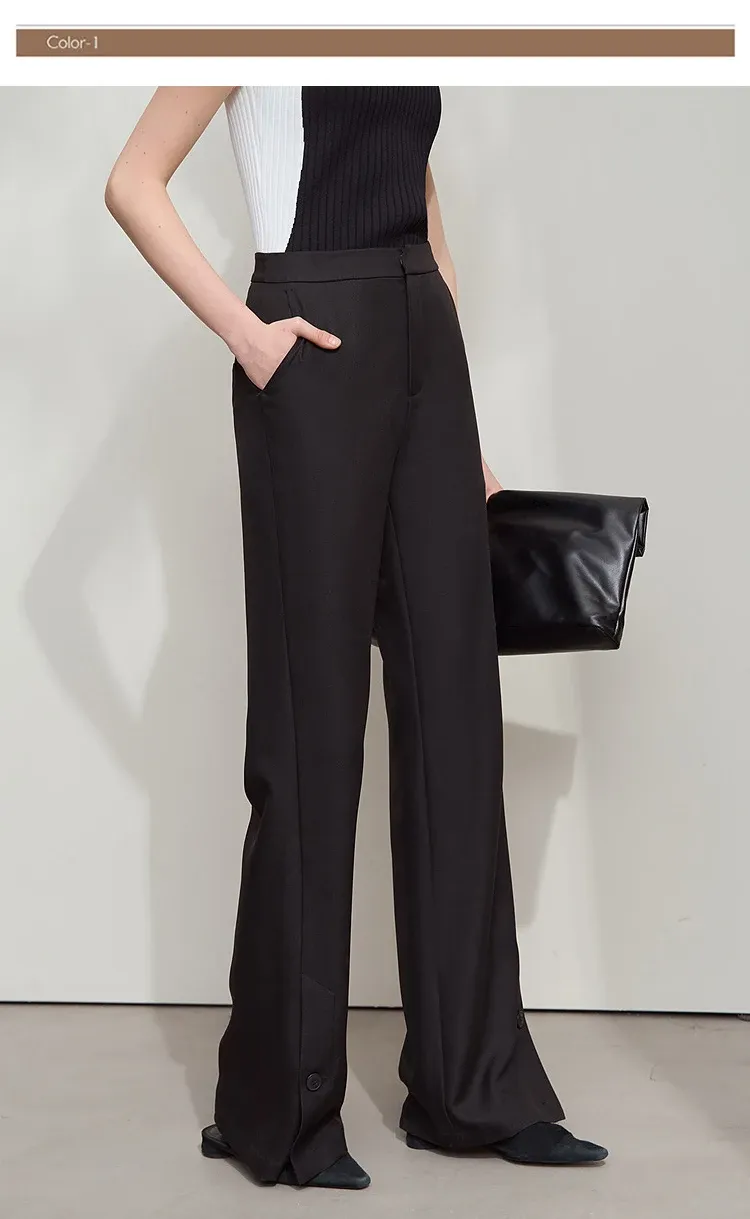 Pantalon droit AMII pleine longueur à esprit bureau