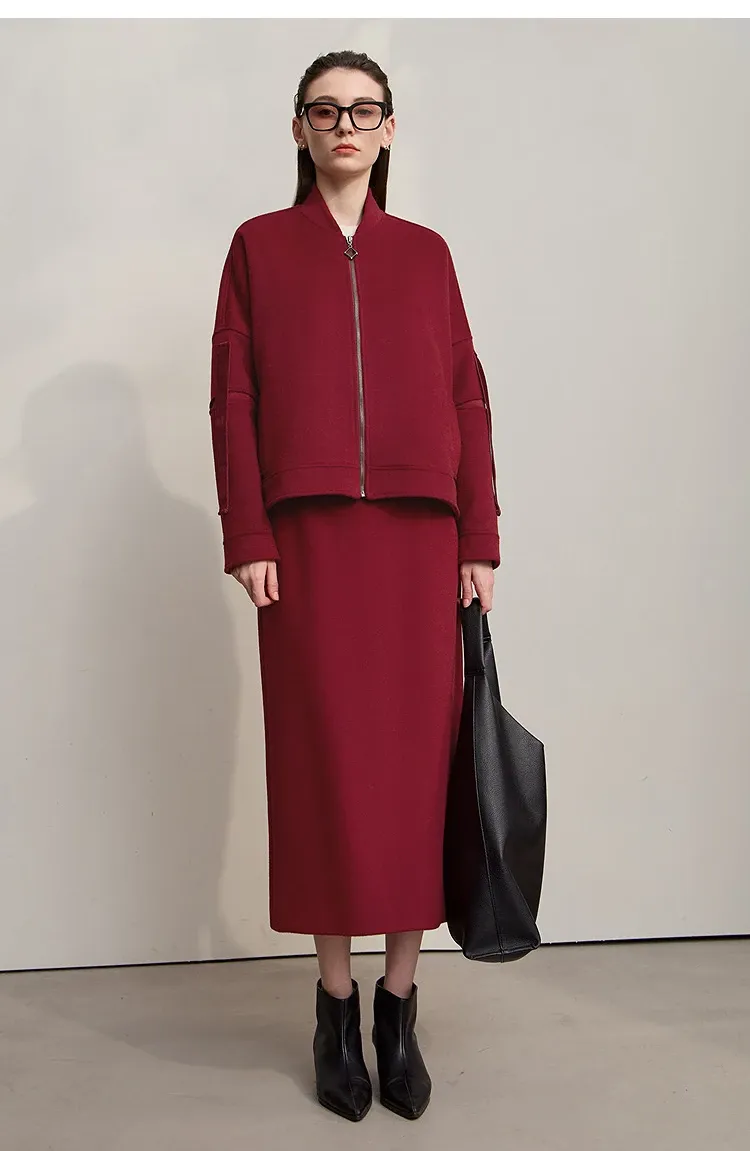 Manteau long AMII minimaliste à fermeture éclair pour femme