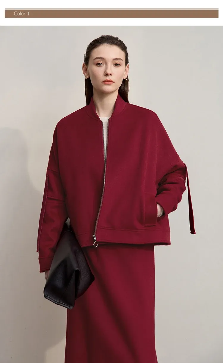 Manteau long AMII minimaliste à fermeture éclair pour femme