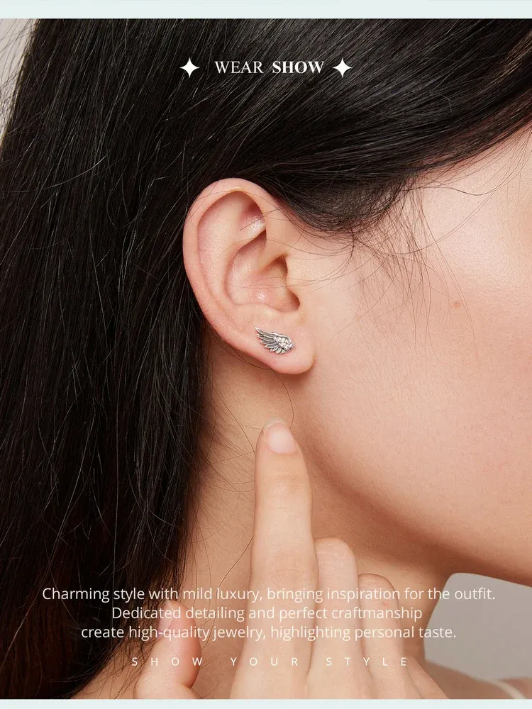Boucles d’oreilles ailes en argent 925 Bamoer