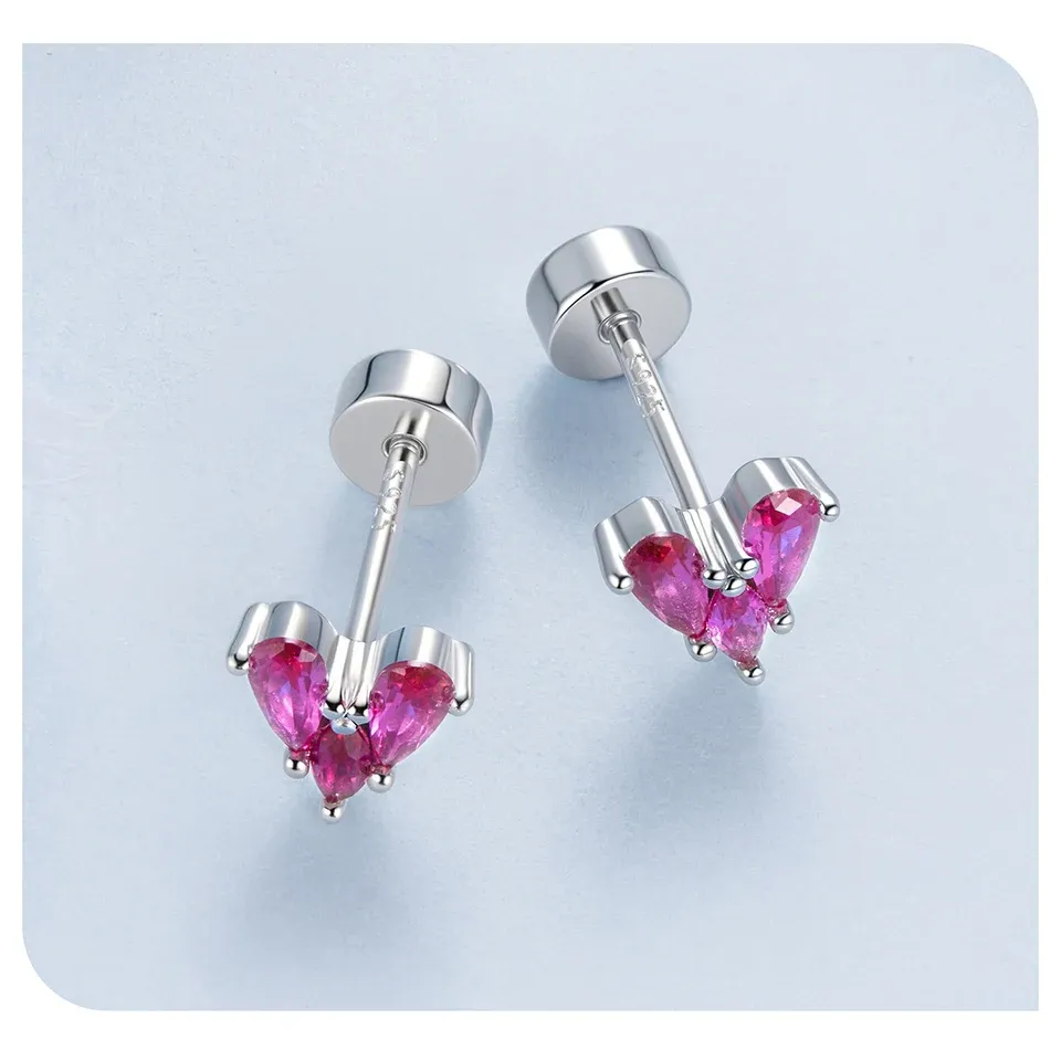 Boucles d’oreilles cœur en argent 925 Bamoer avec zircon
