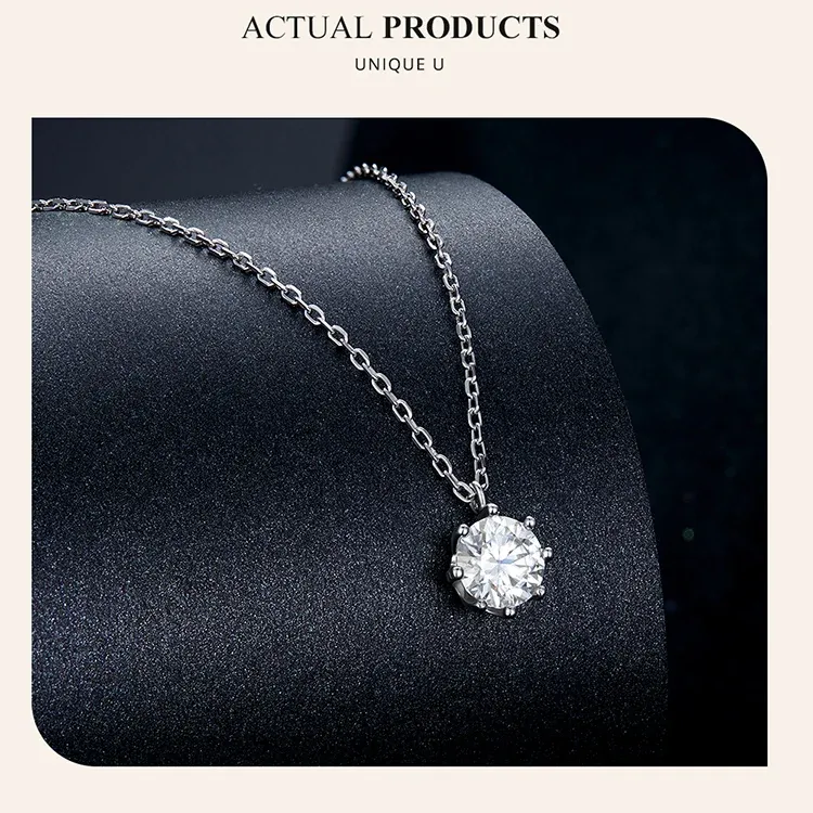 Collier pendentif en moissanite 0,8 ct en argent 925 Bamoer U