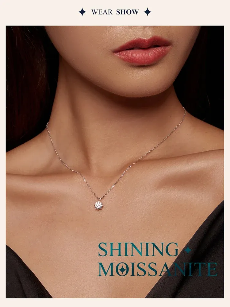 Collier pendentif en moissanite 0,8 ct en argent 925 Bamoer U