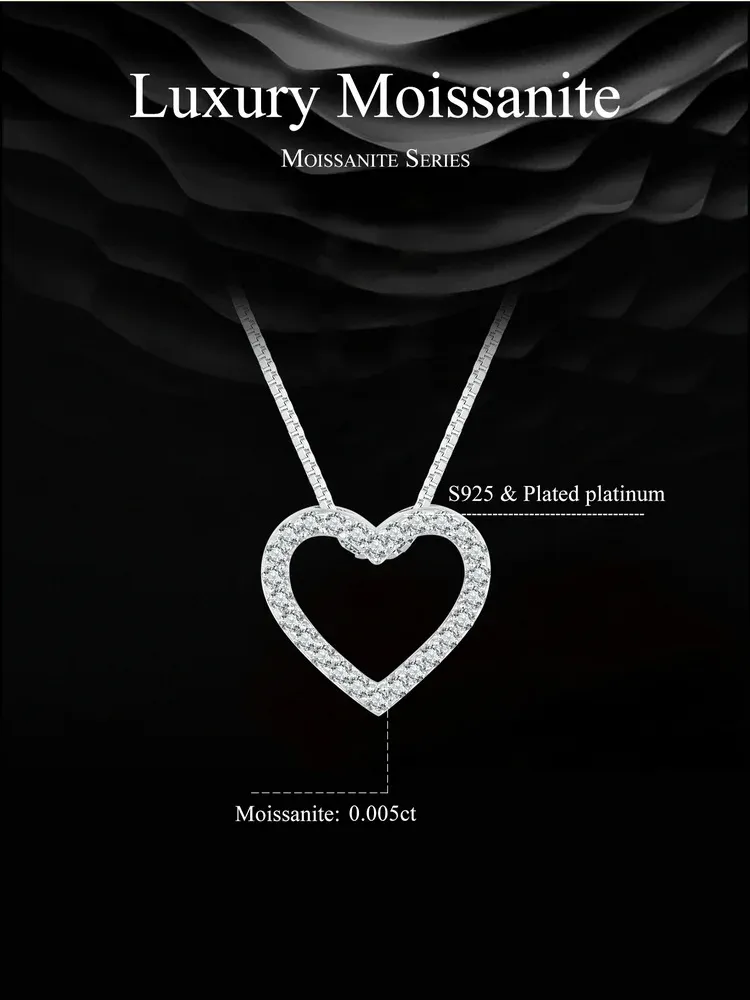 Collier cœur en moissanite certifiée Bamoer en argent 925