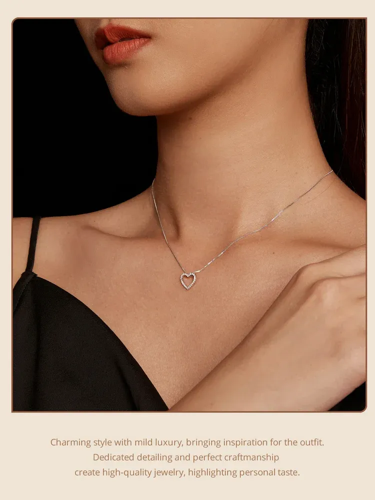Collier cœur en moissanite certifiée Bamoer en argent 925