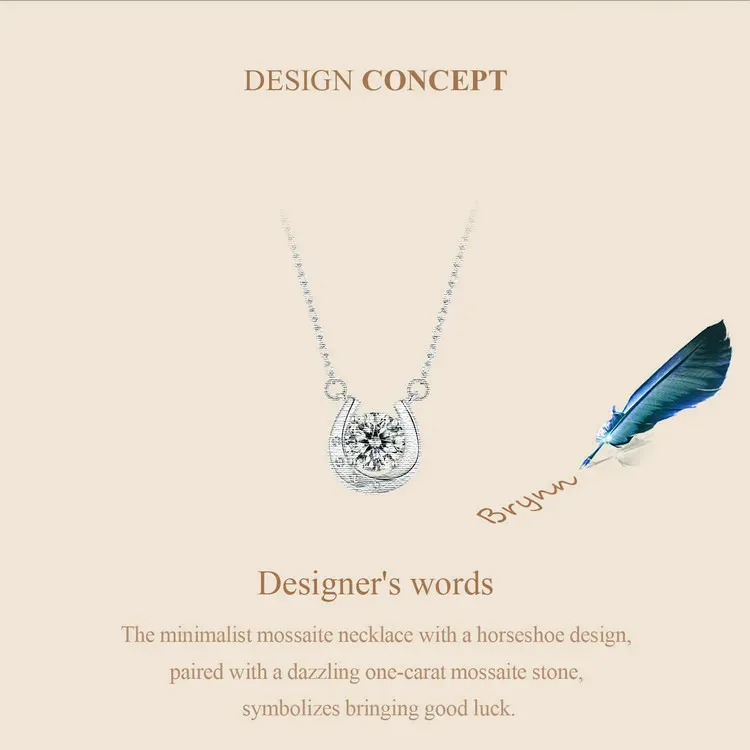 Collier pendentif fer à cheval en moissanite 1 ct Bamoer U