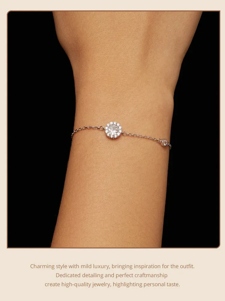 Bracelet moissanite serti zircon en argent 925 Bamoer U