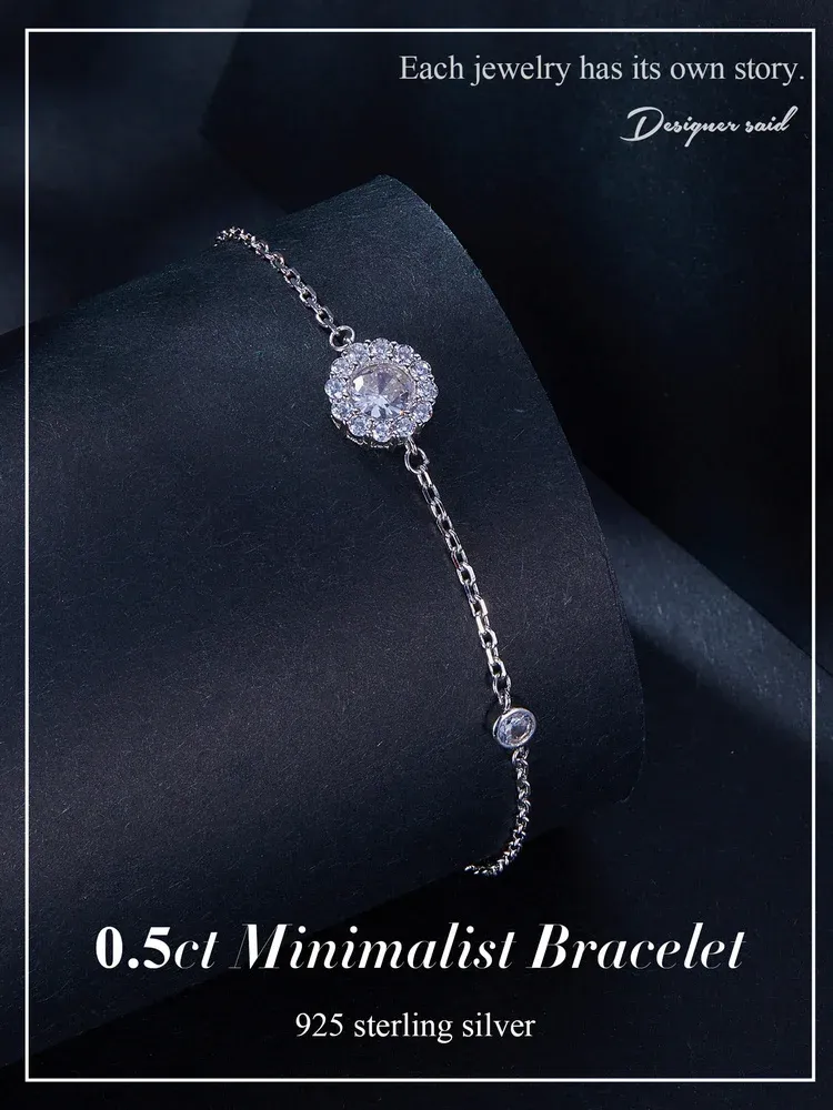 Bracelet moissanite serti zircon en argent 925 Bamoer U