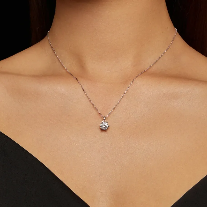 Collier pendentif moissanite cœur serti en argent 925 Bamoer U