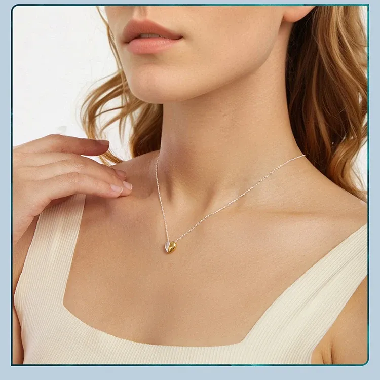 Collier cœur bicolore en argent 925 Bamoer