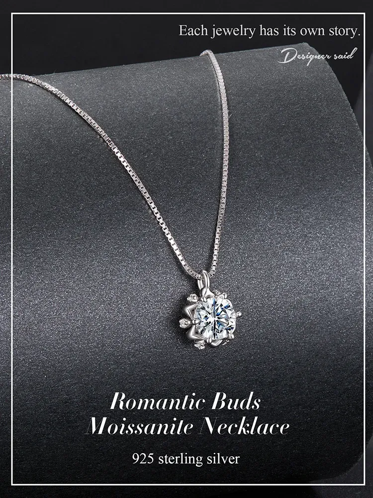 Collier fleur en moissanite Bamoer U en argent 925