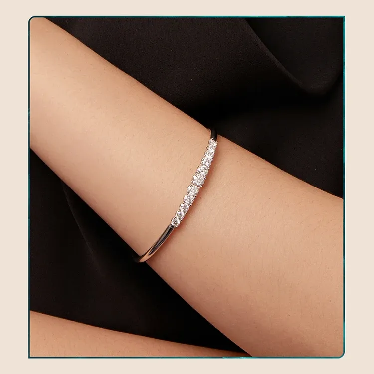 Bracelet manchette en argent 925 et moissanite certifiée Bamoer