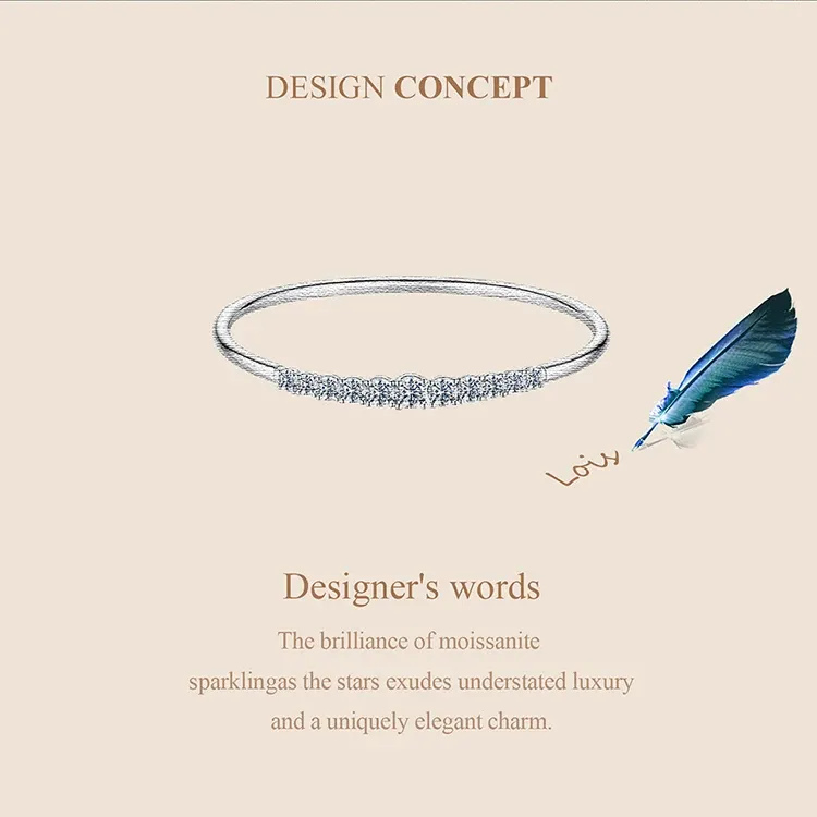 Bracelet manchette en argent 925 et moissanite certifiée Bamoer