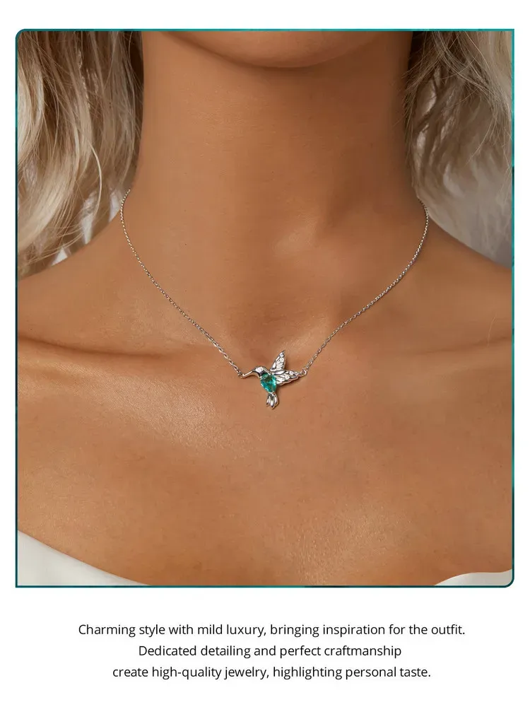 Collier pendentif colibri en argent 925 et zircon Bamoer
