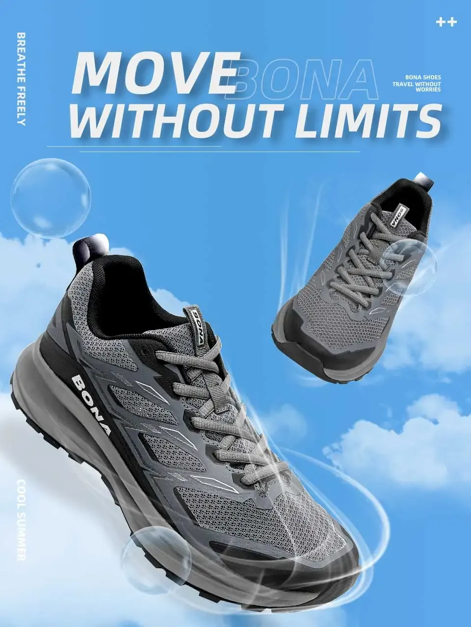 Baskets homme BONA respirantes à semelle antidérapante