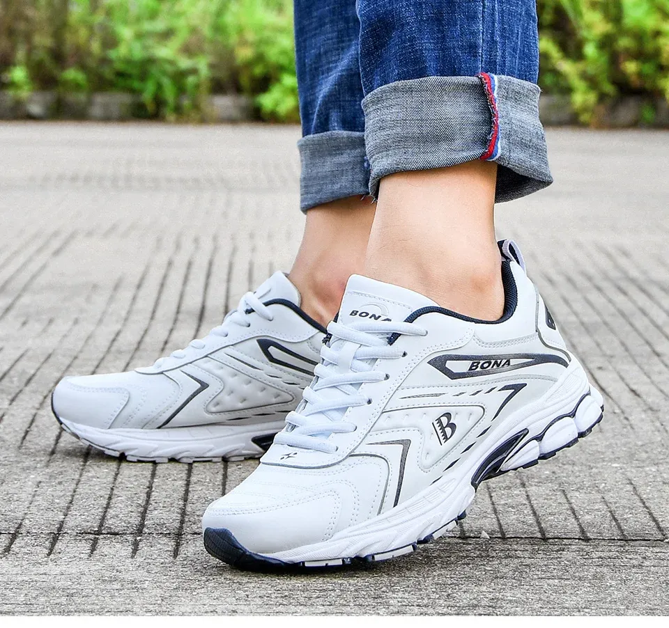 Chaussures casual BONA en cuir respirant pour homme