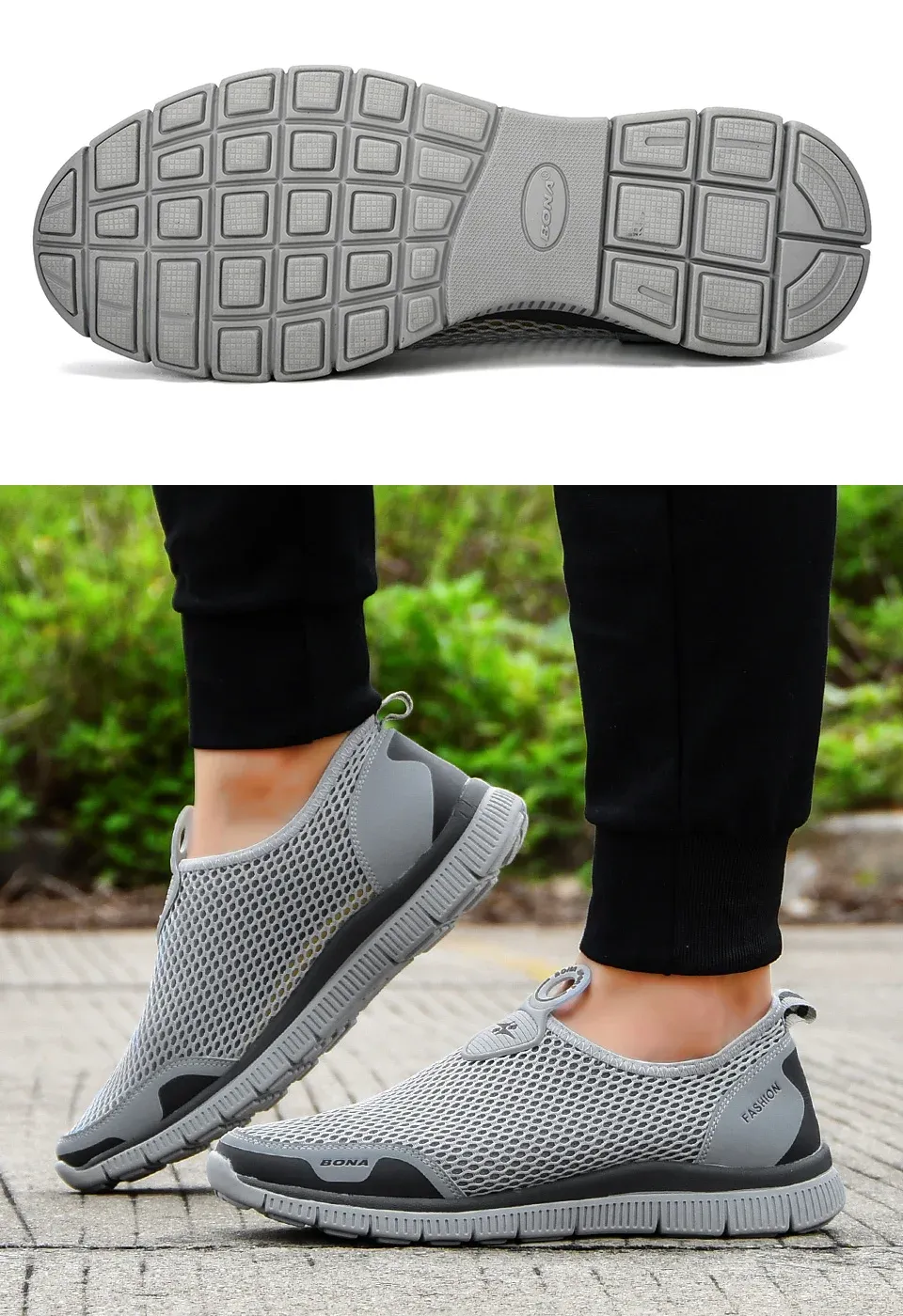 Baskets BONA en maille respirante à enfiler pour homme