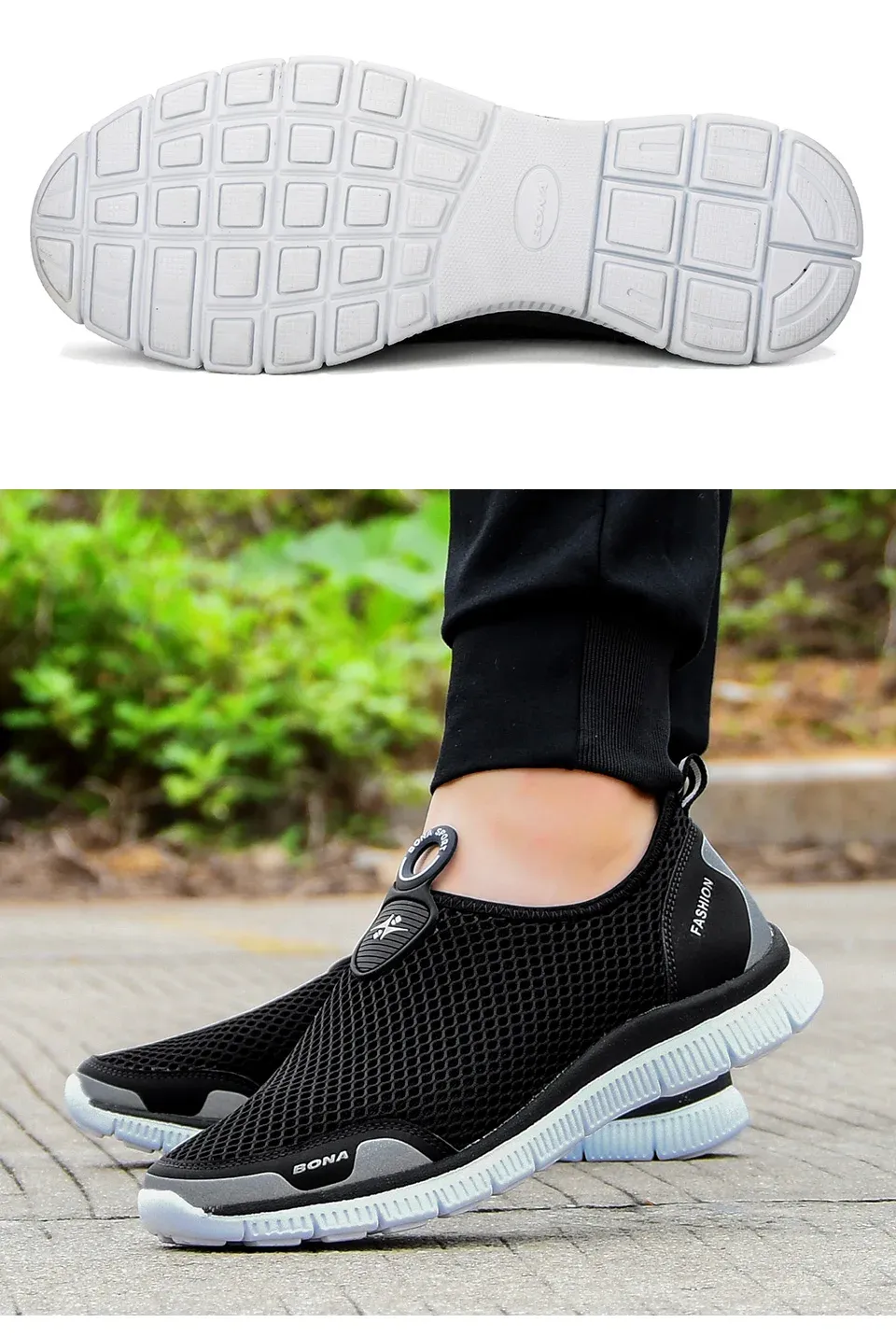 Baskets BONA en maille respirante à enfiler pour homme