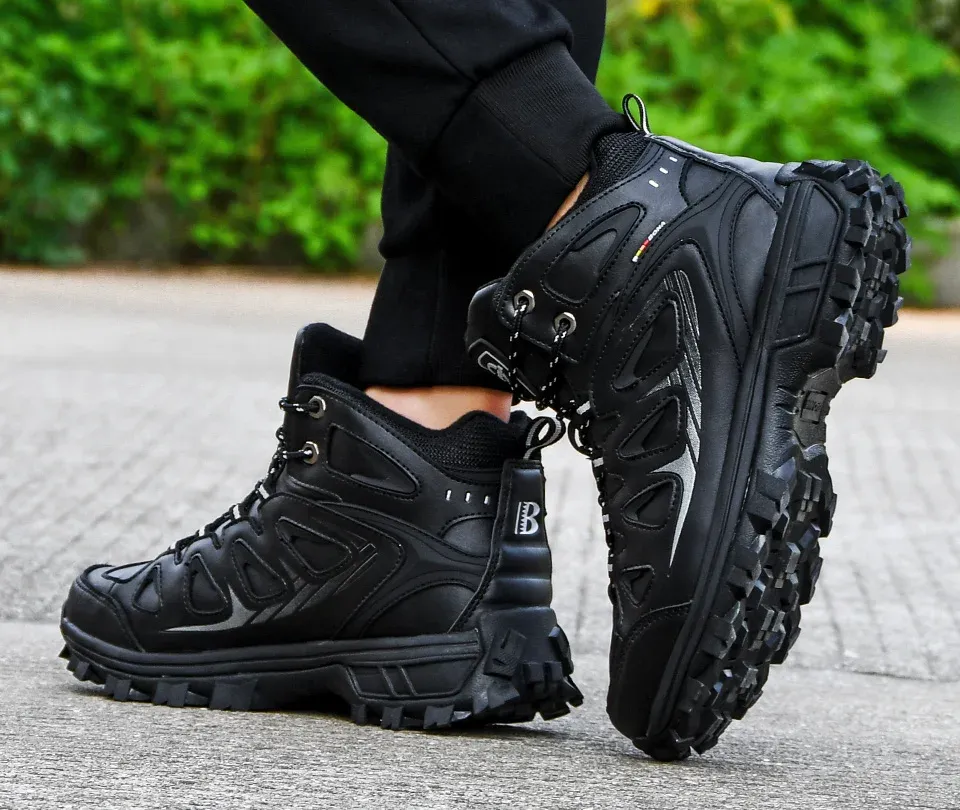 Bottes d’hiver montantes BONA en cuir doublé peluche pour homme